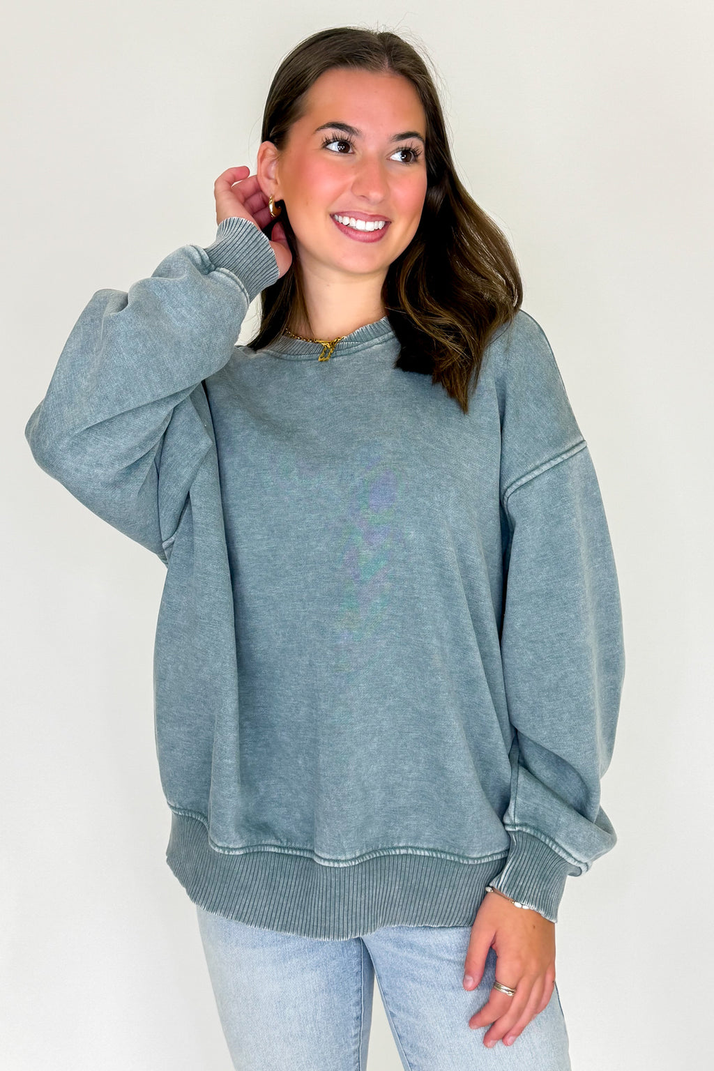 Cozy Vibes Acid Wash Oversized Pullover