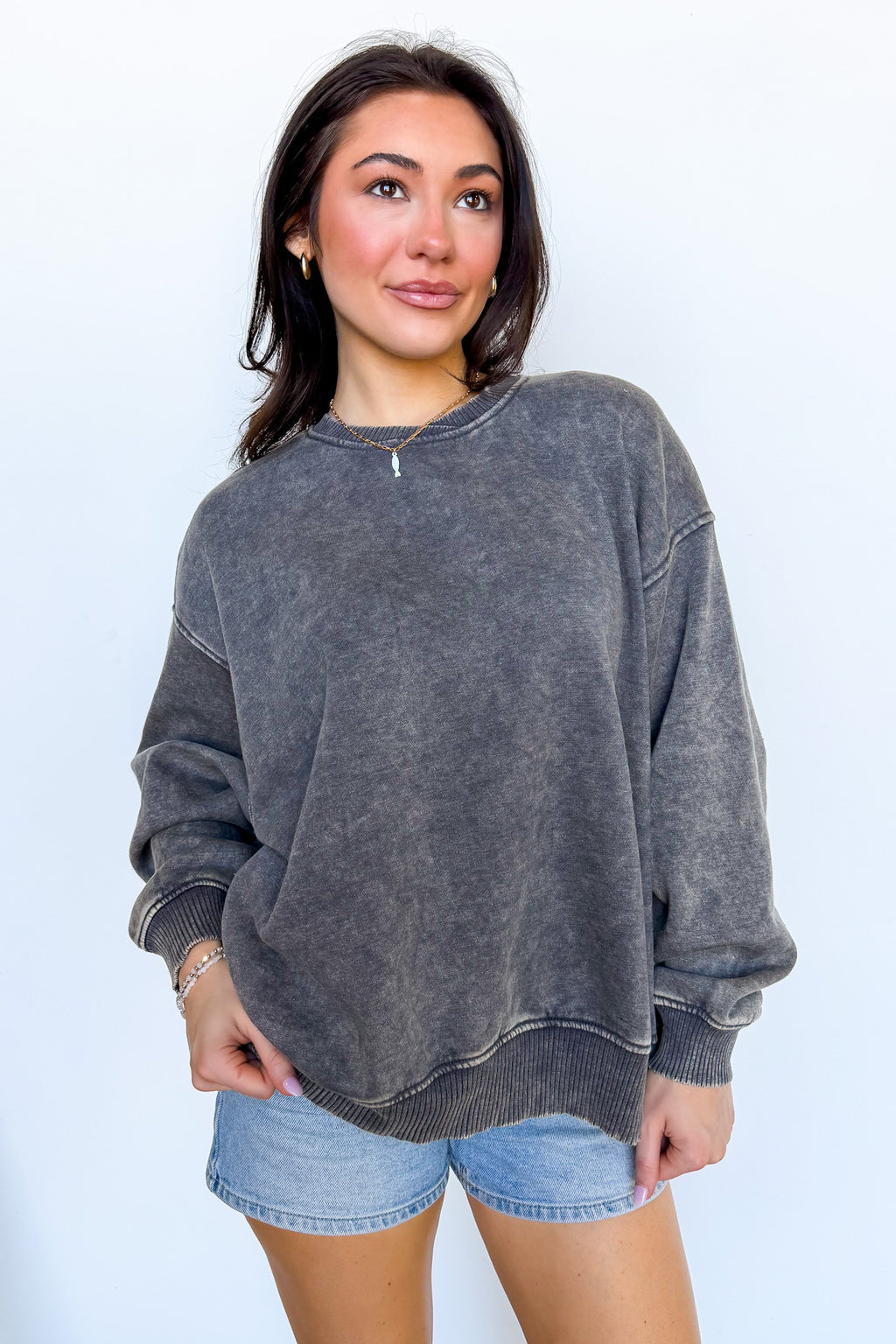 Cozy Vibes Acid Wash Oversized Pullover