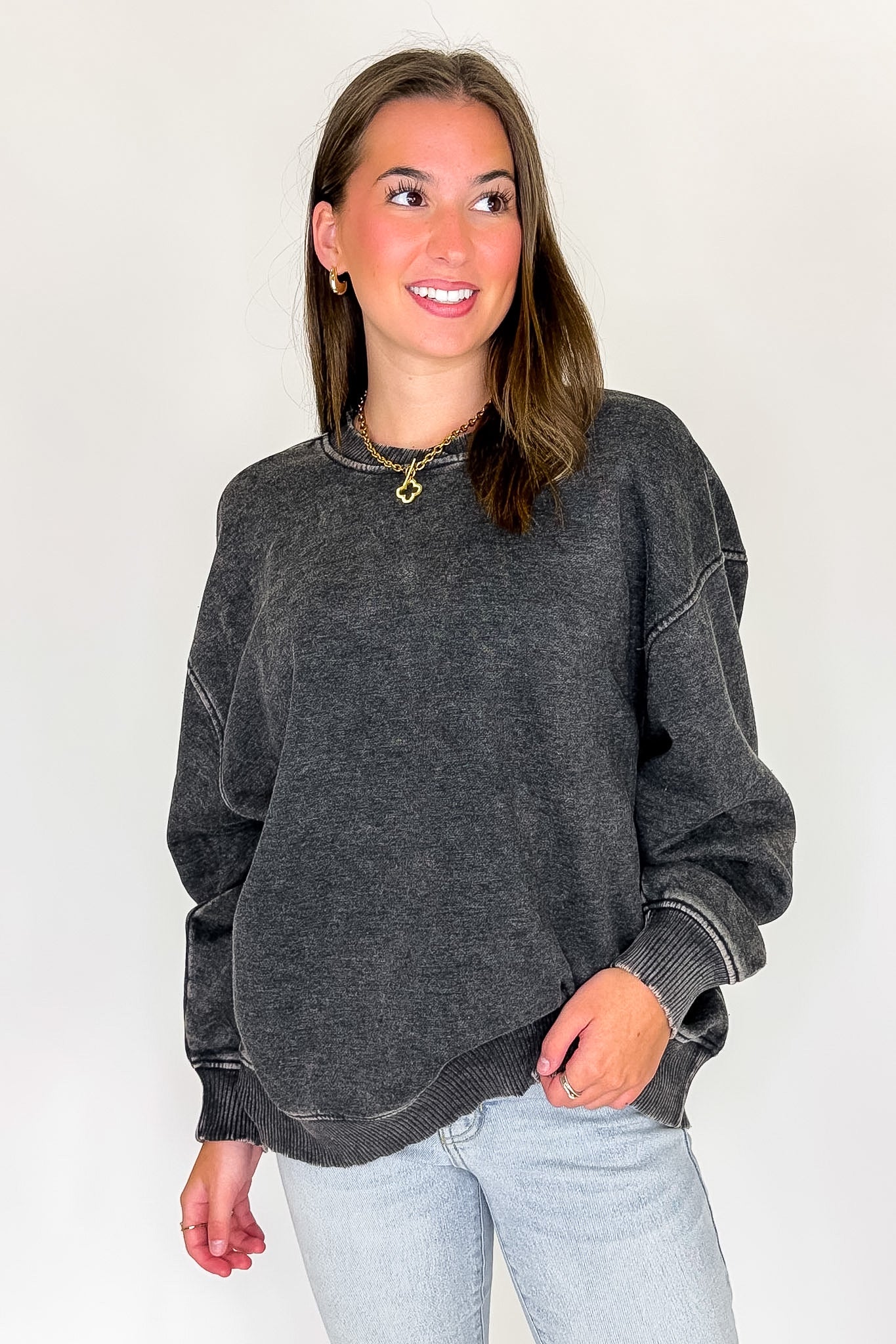 Cozy Vibes Acid Wash Oversized Pullover - BACK IN STOCK