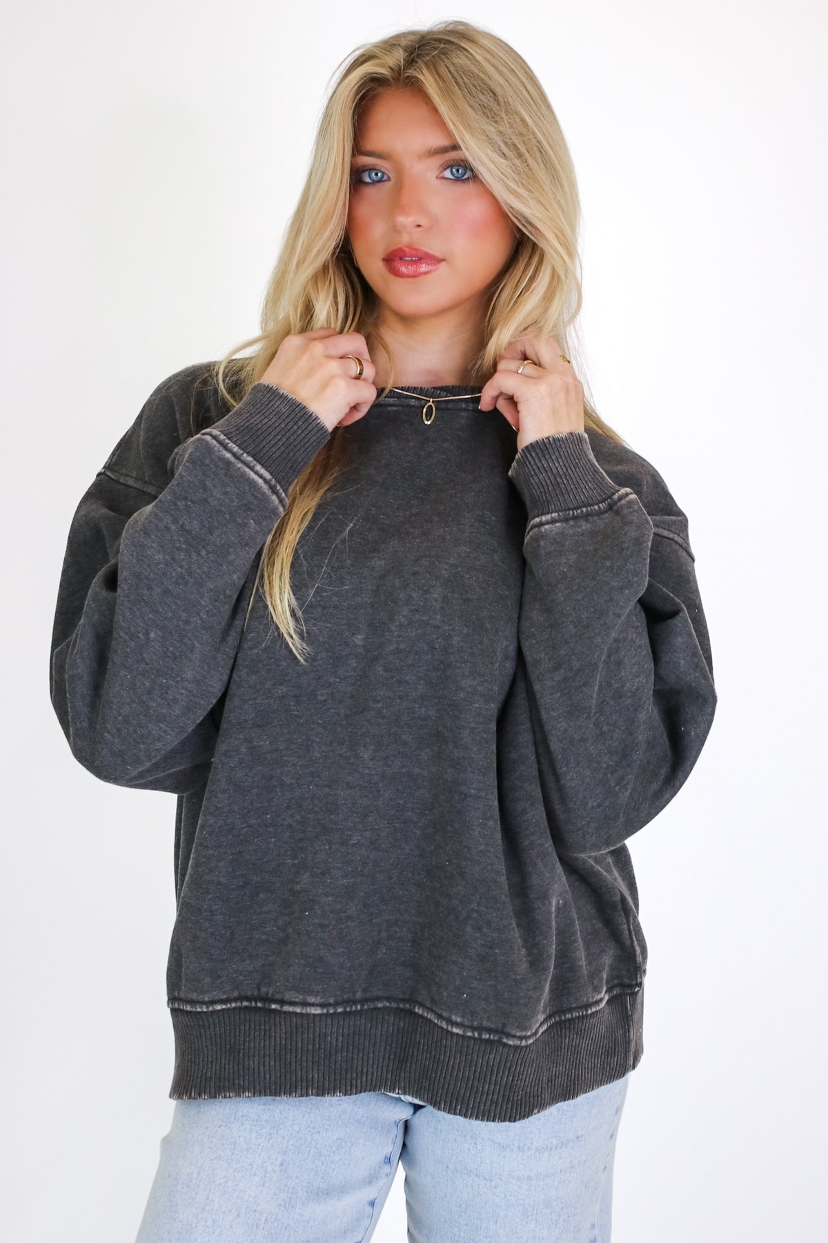 Cozy Vibes Acid Wash Oversized Pullover