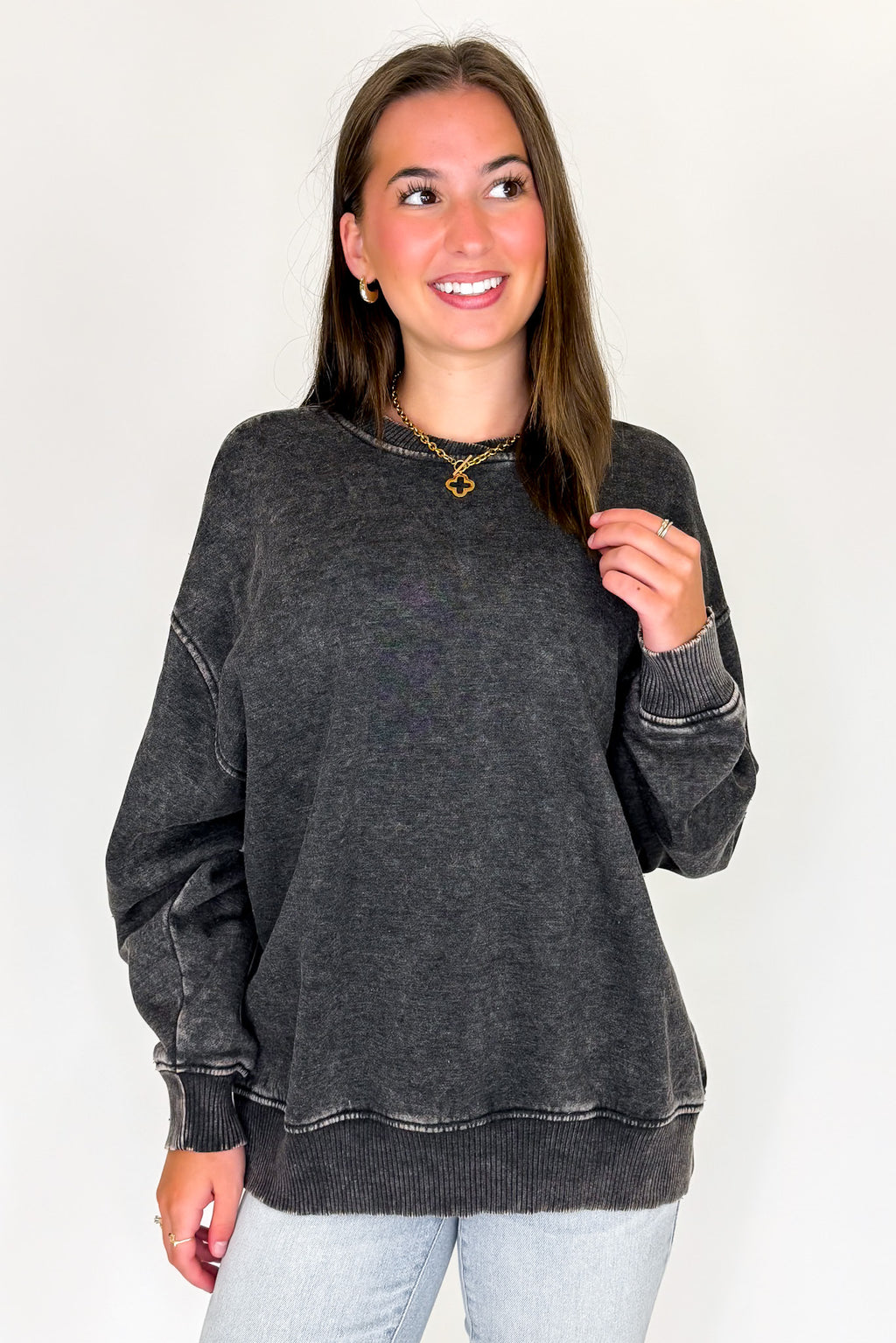 Cozy Vibes Acid Wash Oversized Pullover