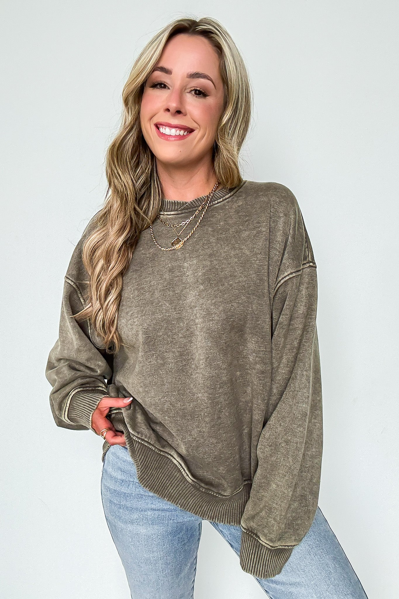 Cozy Vibes Acid Wash Oversized Pullover - BACK IN STOCK
