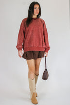 Cozy Vibes Acid Wash Oversized Pullover - Madison and Mallory