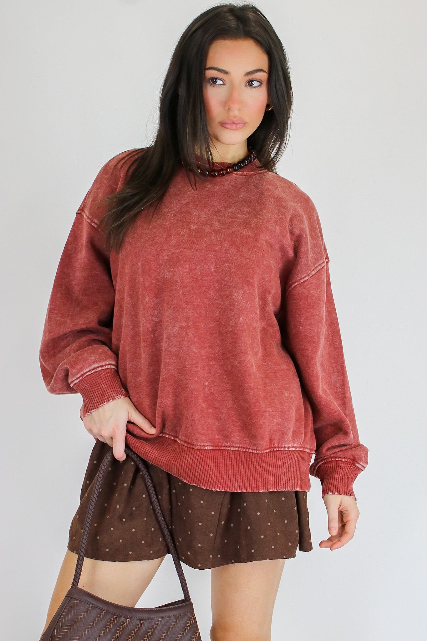 Cozy Vibes Acid Wash Oversized Pullover