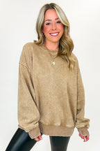 Cozy Vibes Acid Wash Oversized Pullover - Madison and Mallory