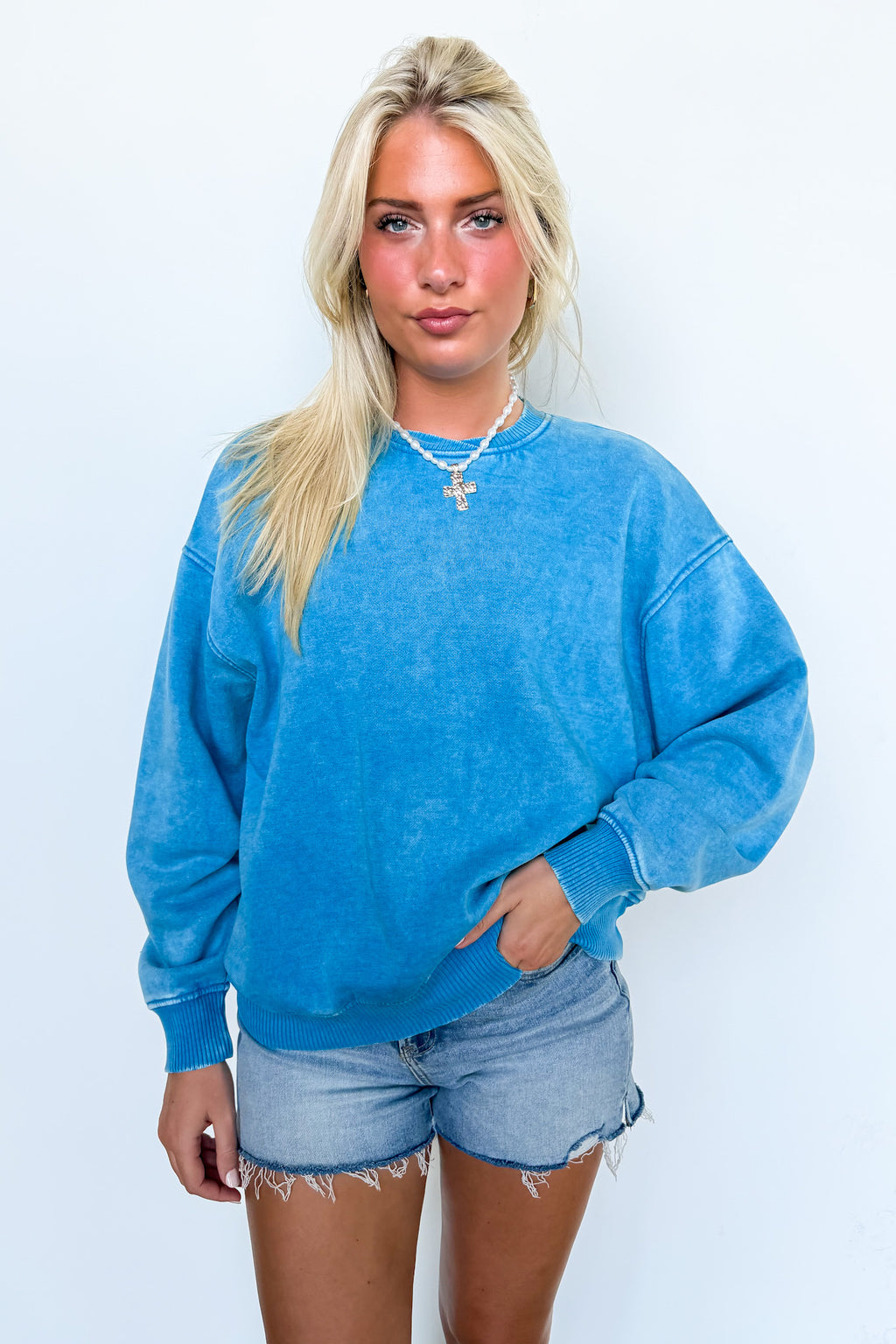Cozy Vibes Acid Wash Oversized Pullover