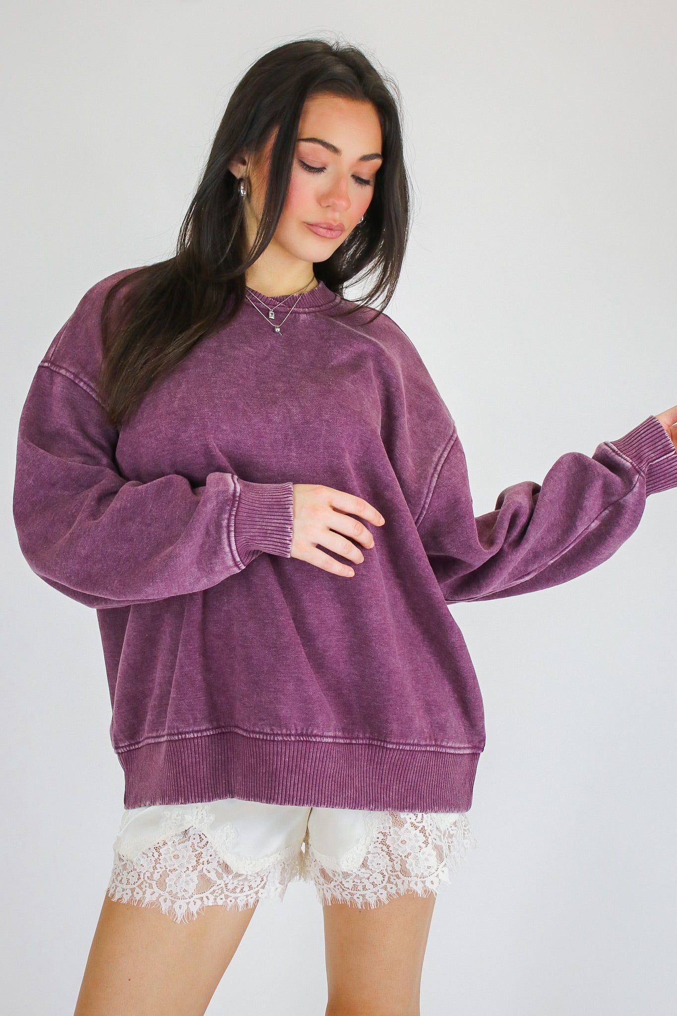 Cozy Vibes Acid Wash Oversized Pullover
