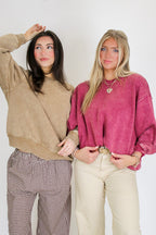 Cozy Vibes Acid Wash Oversized Pullover - Madison and Mallory