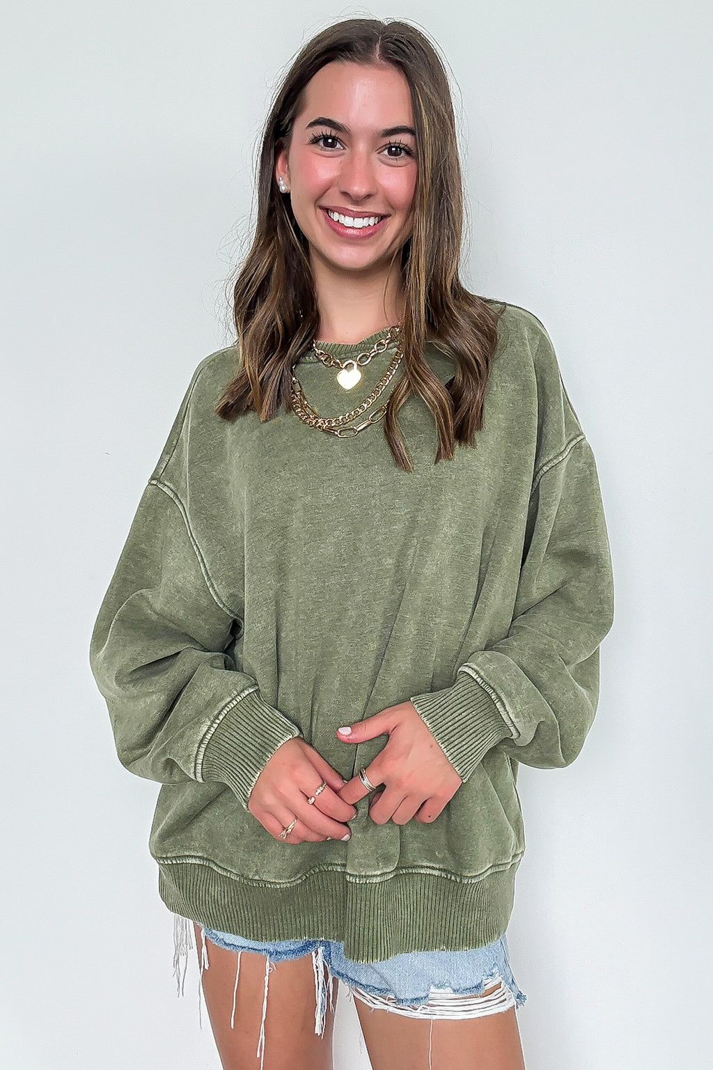 Cozy Vibes Acid Wash Oversized Pullover