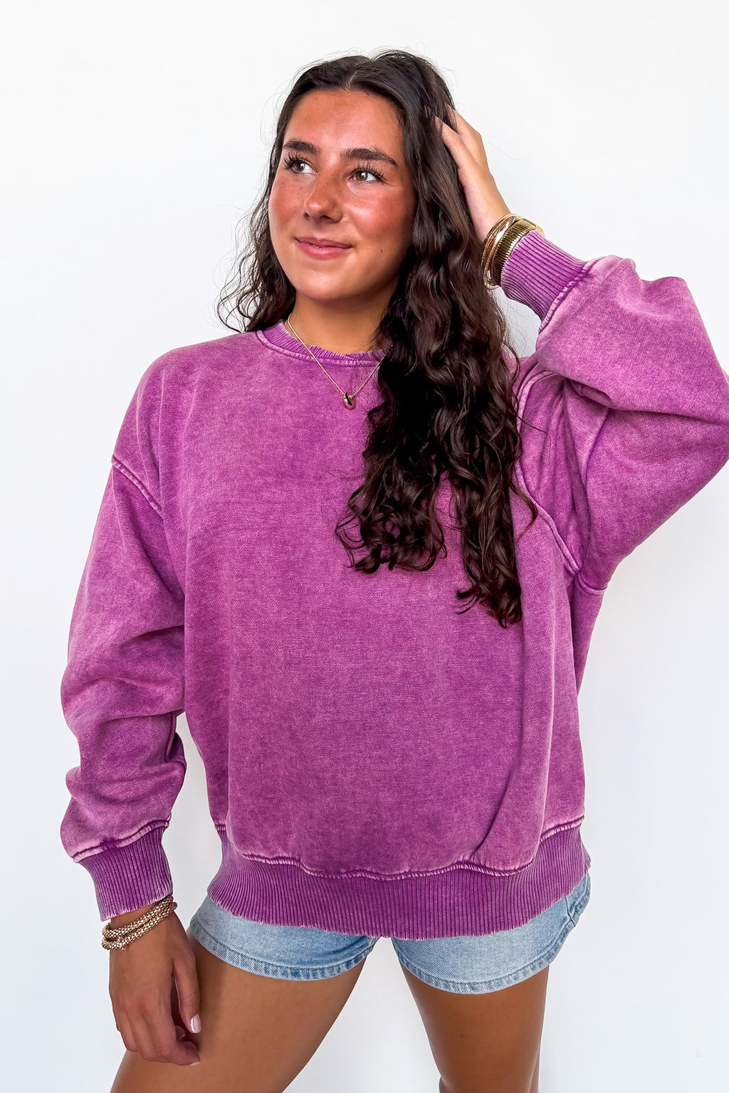 Cozy Vibes Acid Wash Oversized Pullover
