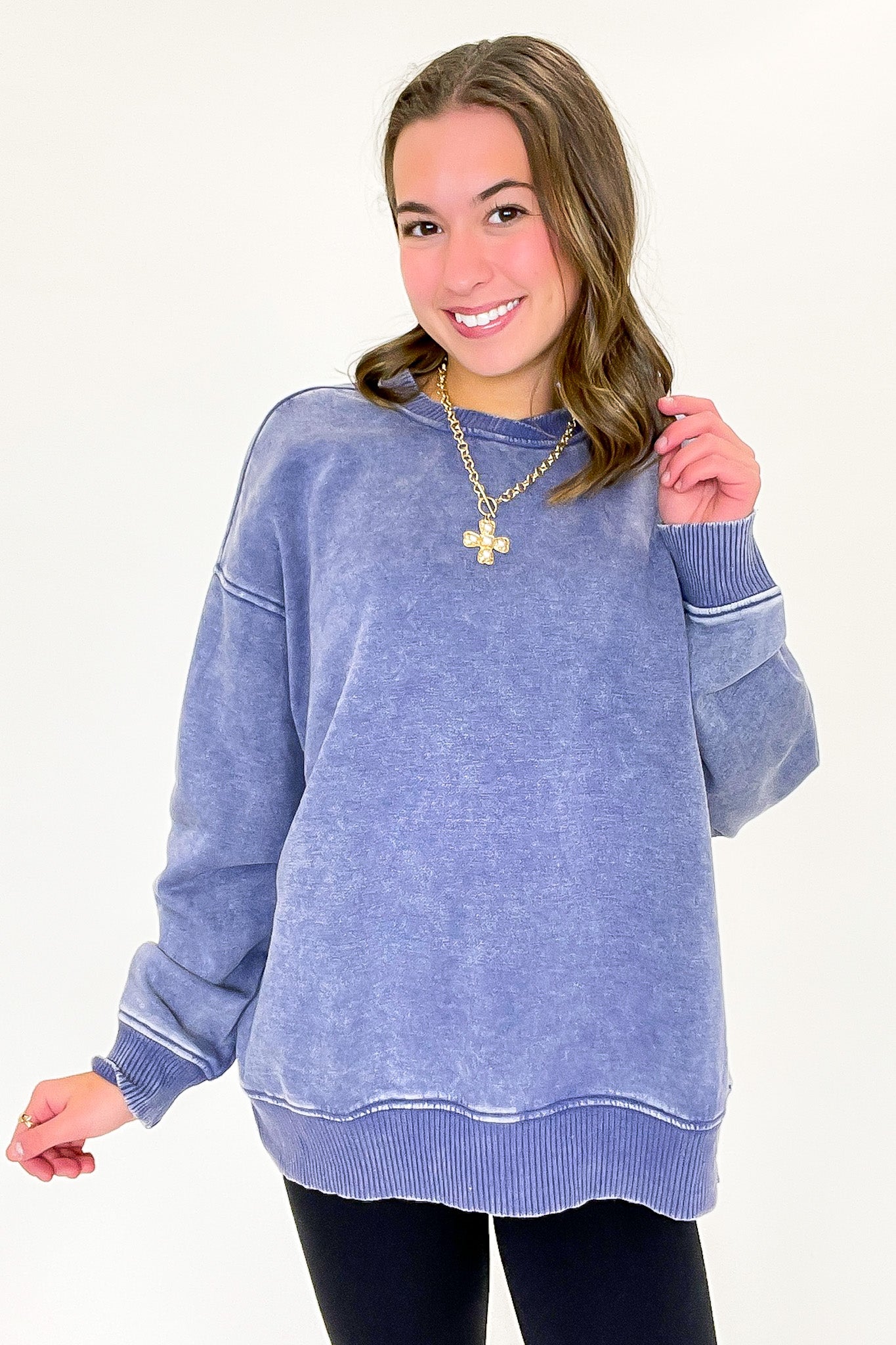 Cozy Vibes Acid Wash Oversized Pullover - BACK IN STOCK