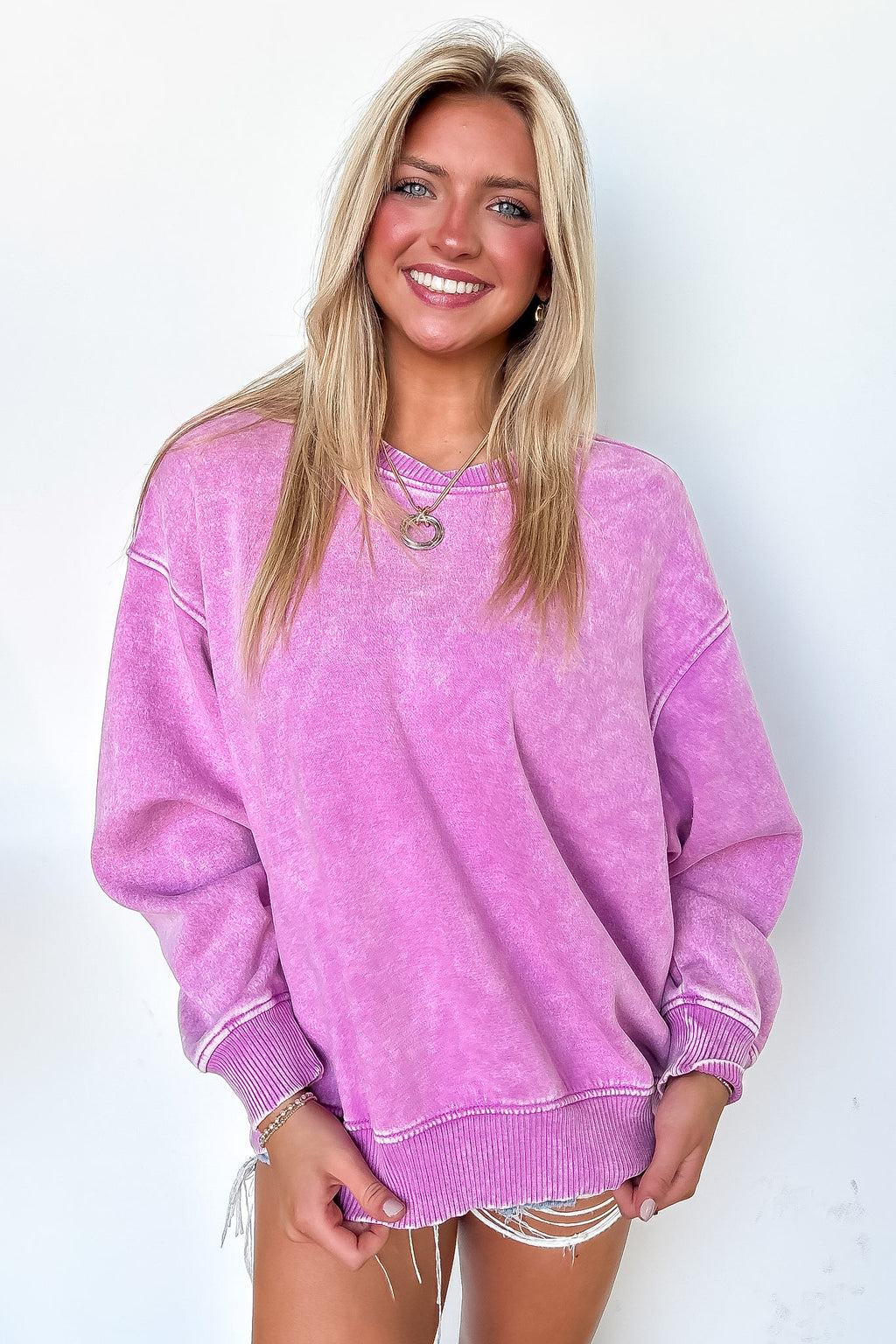 Cozy Vibes Acid Wash Oversized Pullover - Madison and Mallory