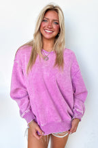Cozy Vibes Acid Wash Oversized Pullover - Madison and Mallory