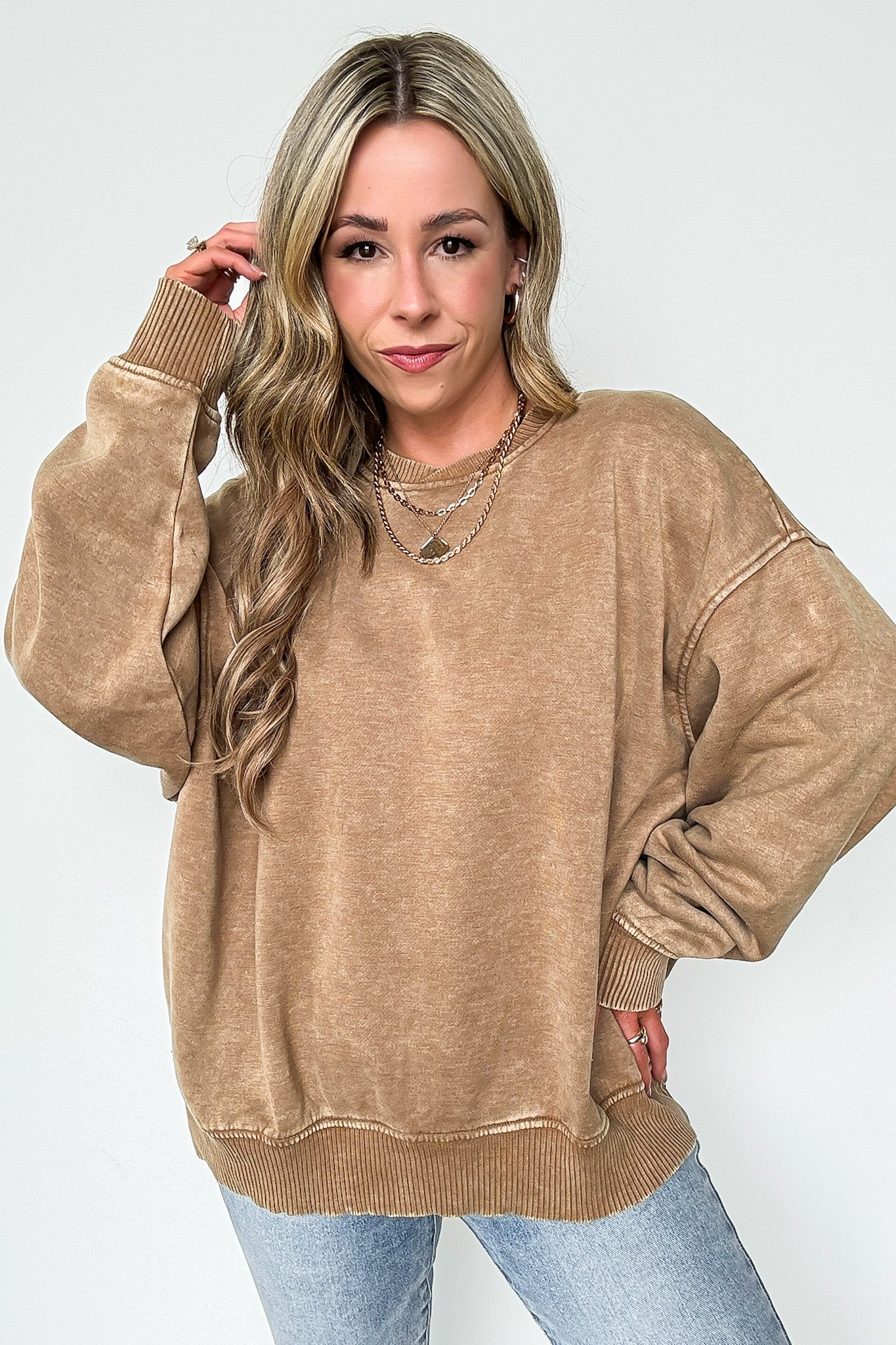 Cozy Vibes Acid Wash Oversized Pullover - BACK IN STOCK