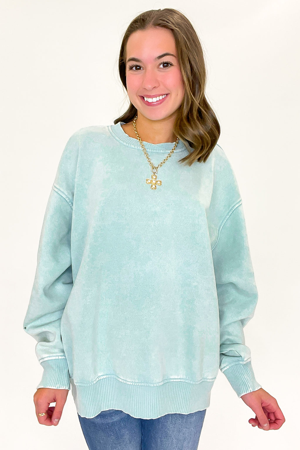 Cozy Vibes Acid Wash Oversized Pullover - Madison and Mallory