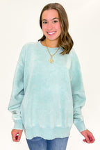 Cozy Vibes Acid Wash Oversized Pullover - Madison and Mallory