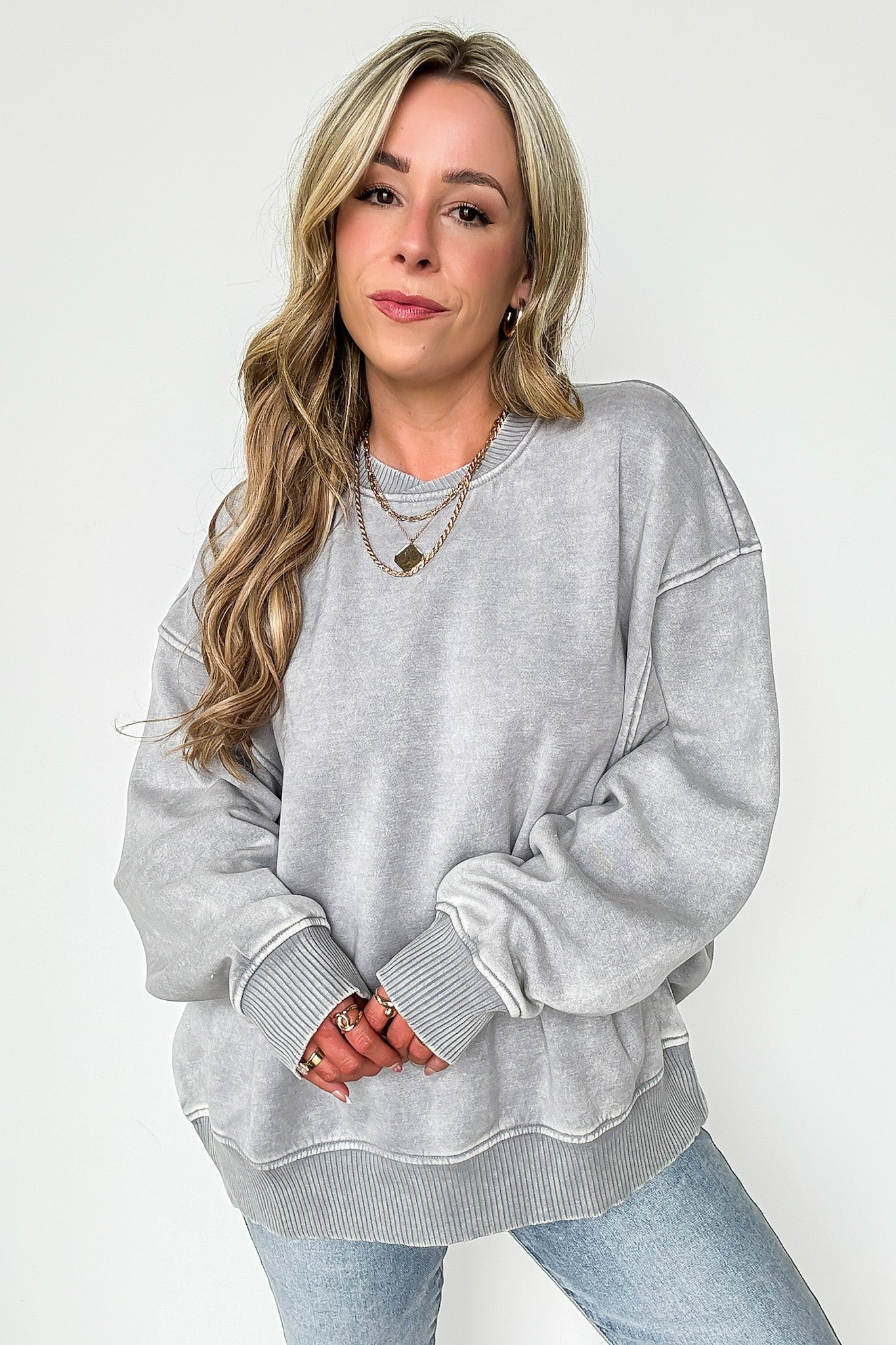 Cozy Vibes Acid Wash Oversized Pullover - BACK IN STOCK