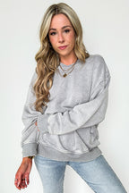 Sleet / SM Cozy Vibes Acid Wash Oversized Pullover - Madison and Mallory