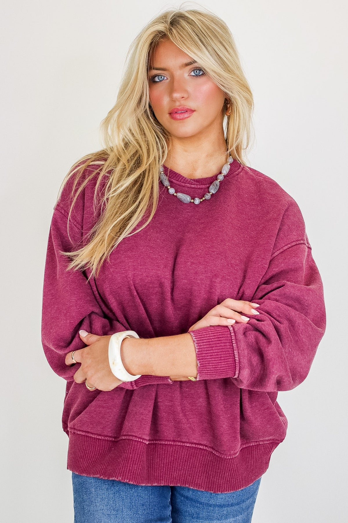 Cozy Vibes Acid Wash Oversized Pullover