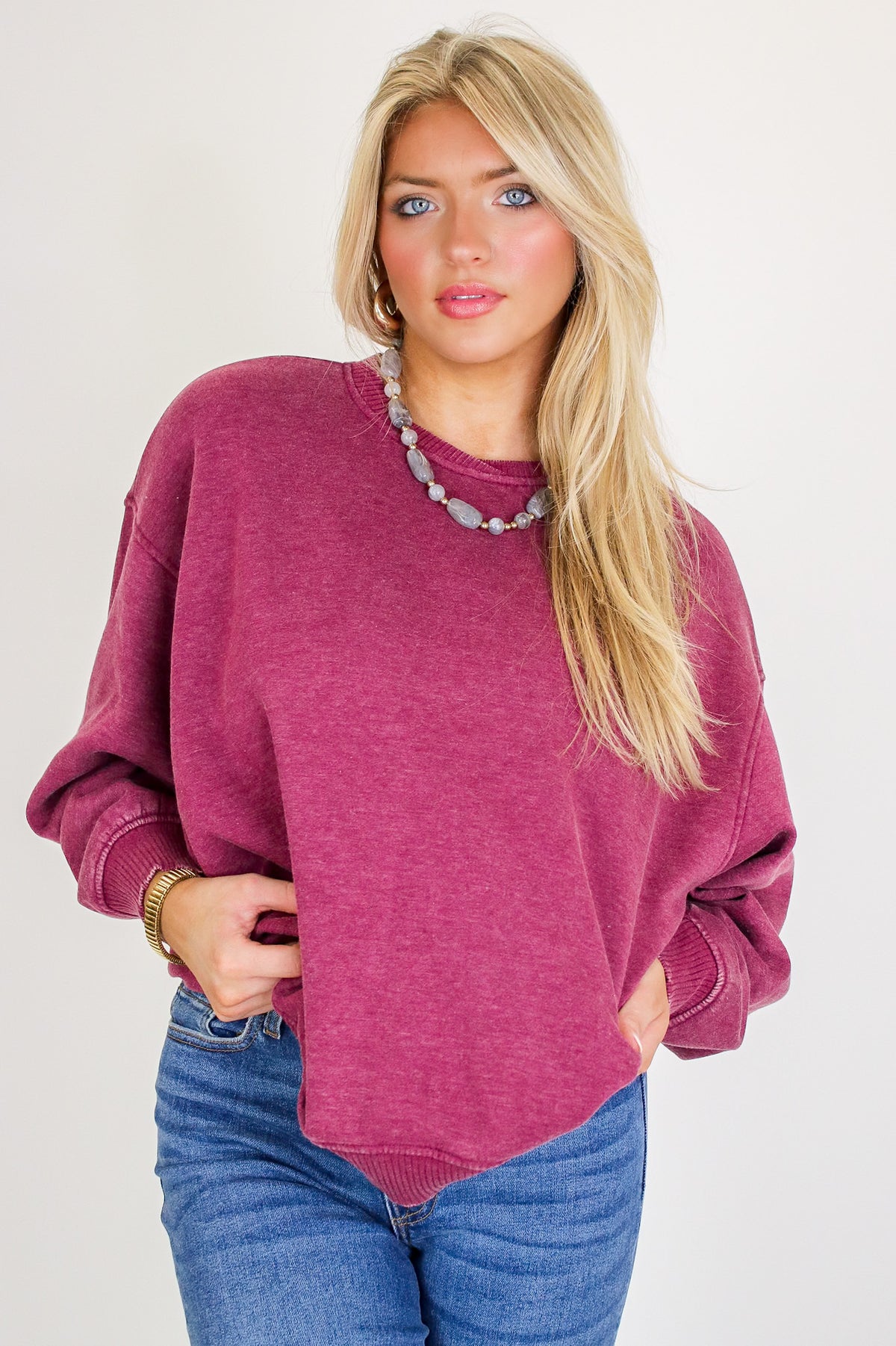 Cozy Vibes Acid Wash Oversized Pullover