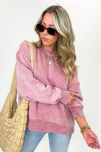 Cozy Vibes Acid Wash Oversized Pullover - Madison and Mallory