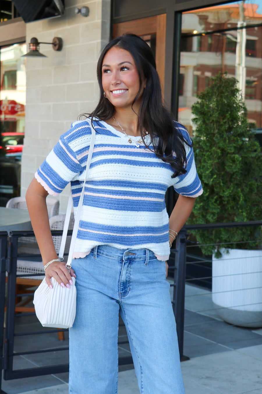 Crafted Stripe Textured Knit Top - Madison and Mallory