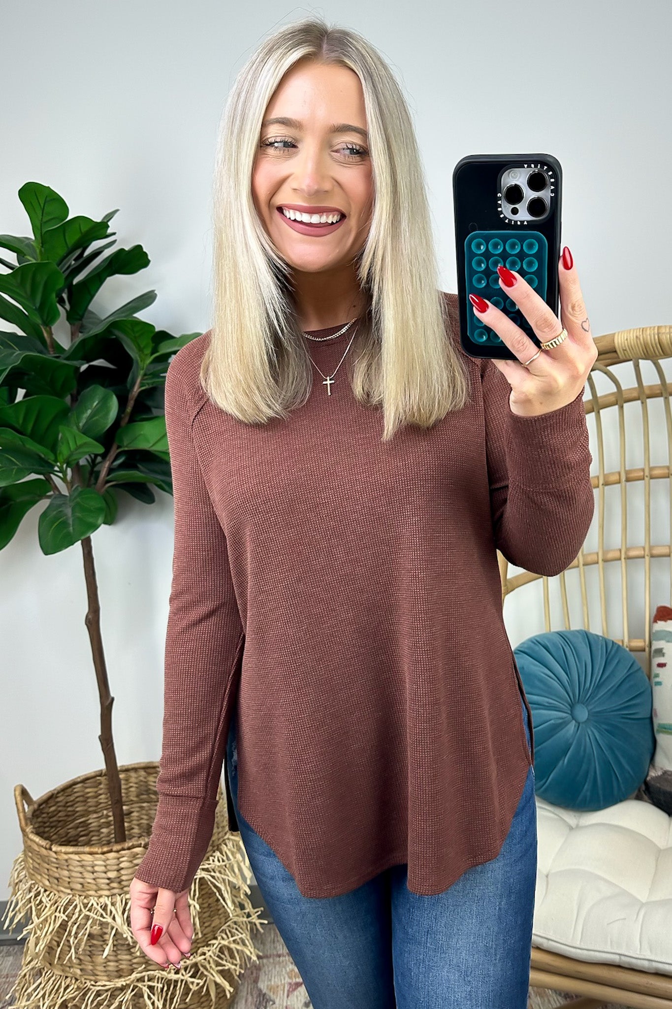  Cresseida Thermal Knit Long Sleeve Top - FINAL SALE - Madison and Mallory