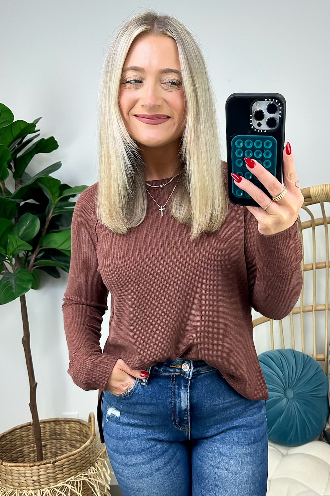  Cresseida Thermal Knit Long Sleeve Top - FINAL SALE - Madison and Mallory