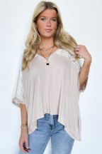 Cristina Oversized Crochet Lace Contrast Top - BACK IN STOCK - Madison and Mallory