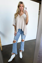  Cristina Oversized Crochet Lace Contrast Top - BACK IN STOCK - Madison and Mallory