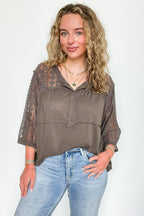 Crochet Core Henley Top - FINAL SALE - Madison and Mallory