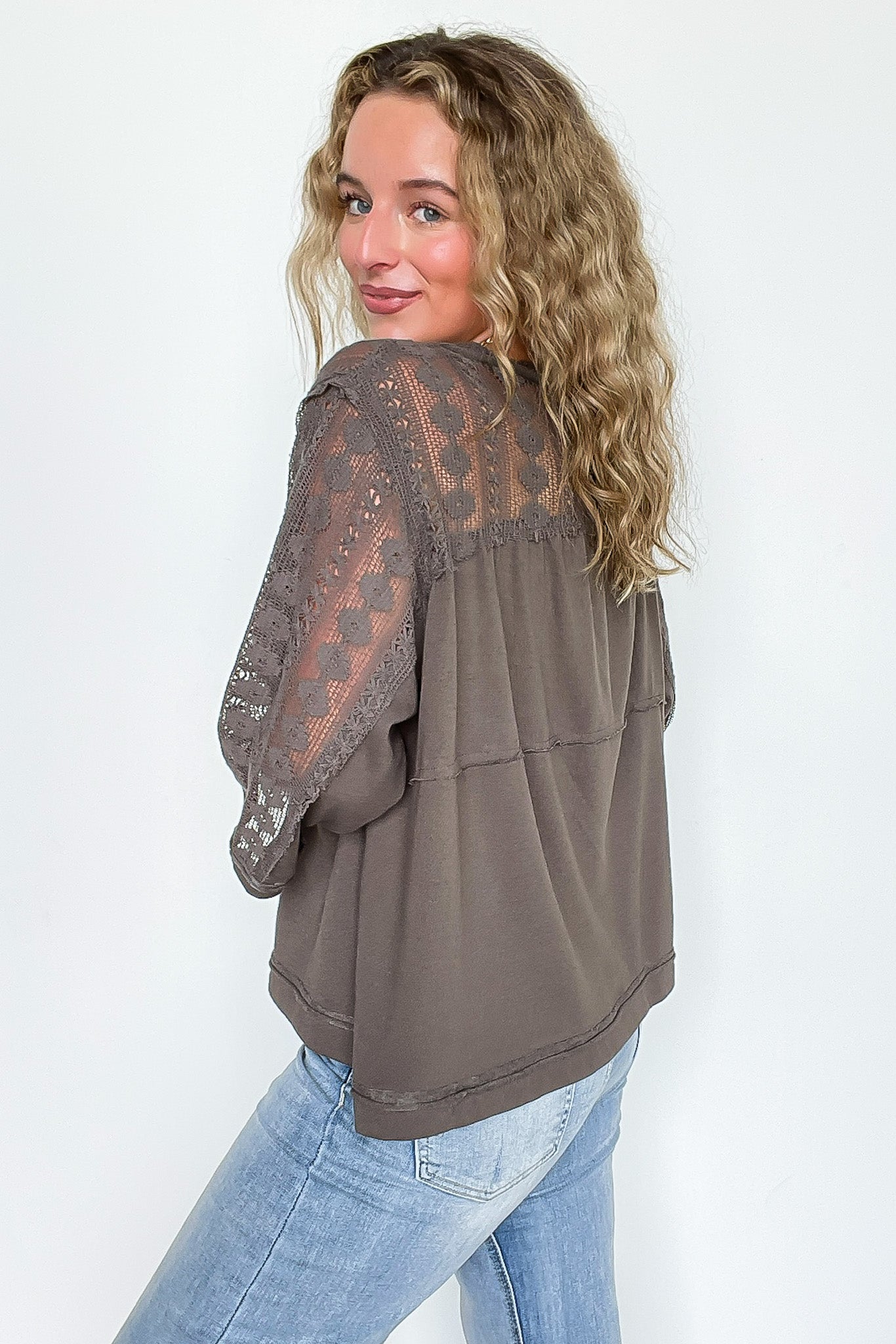 Crochet Core Henley Top - FINAL SALE - Madison and Mallory