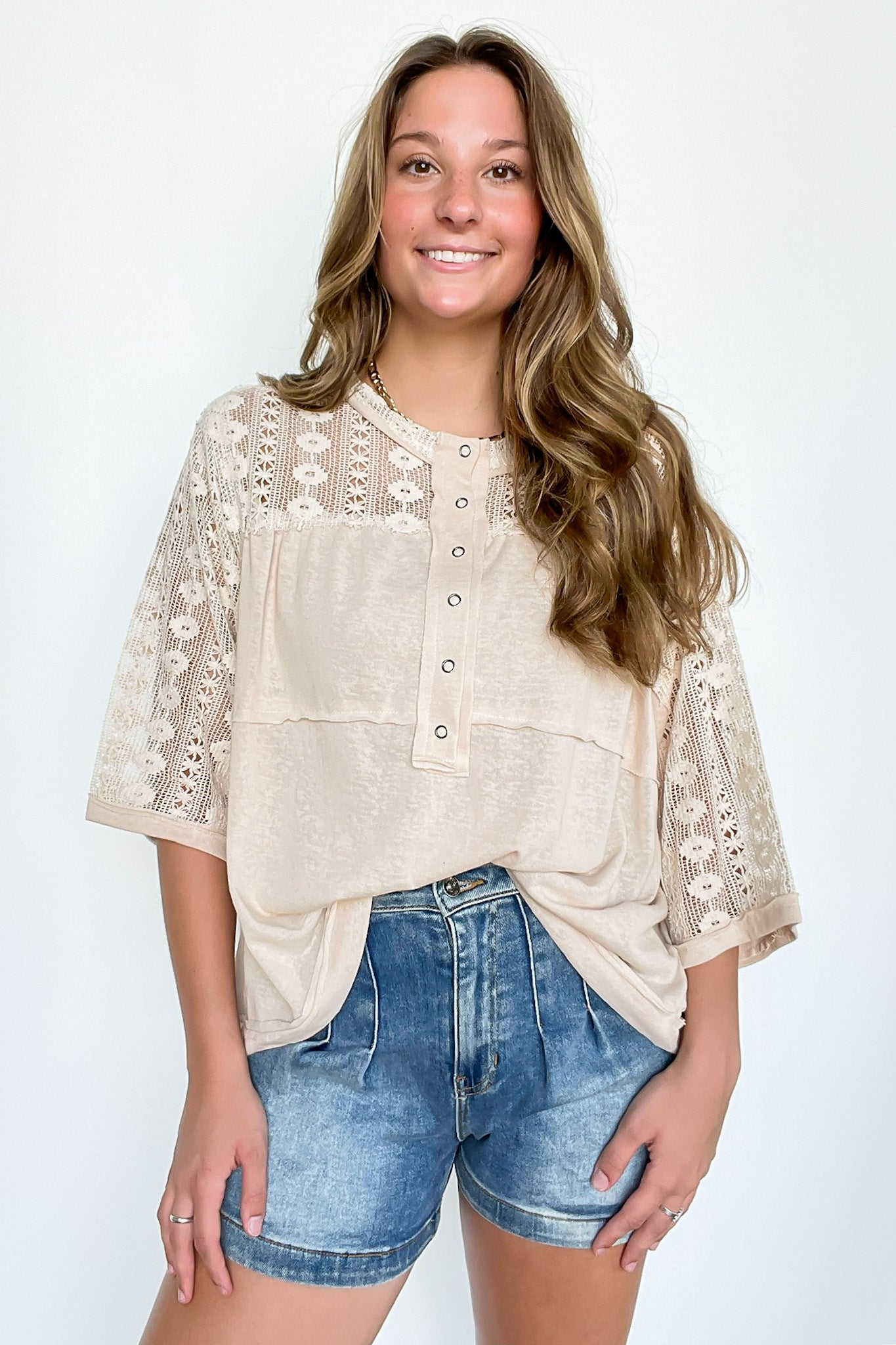 Crochet Core Henley Top - Madison and Mallory