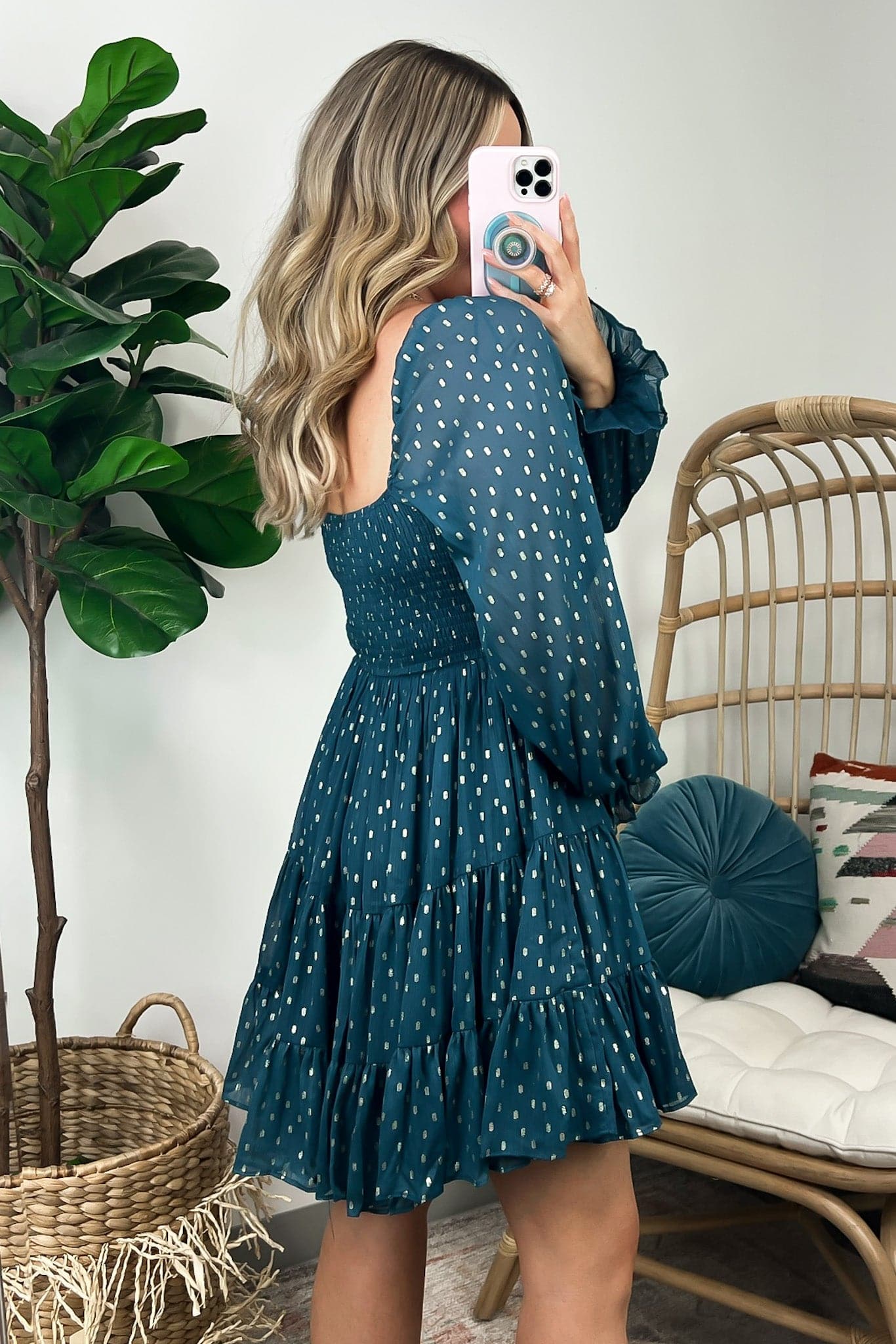  Curated Aura Long Sleeve Fit and Flare Smocked Dress - BACK IN STOCK - Madison and Mallory