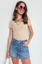 Current Classic Contrast Binding Rib Knit Top - FINAL SALE - Madison and Mallory
