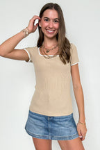 Current Classic Contrast Binding Rib Knit Top - FINAL SALE - Madison and Mallory
