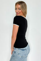 Current Classic Contrast Binding Rib Knit Top - FINAL SALE - Madison and Mallory