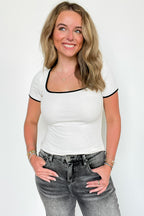 Current Classic Contrast Binding Rib Knit Top - FINAL SALE - Madison and Mallory