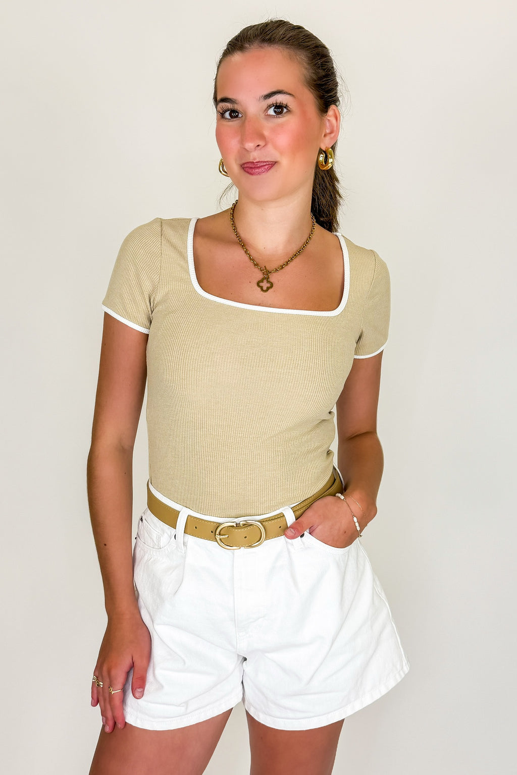 Current Classic Contrast Binding Rib Knit Top - Madison and Mallory