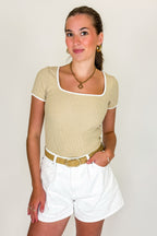 Current Classic Contrast Binding Rib Knit Top - Madison and Mallory