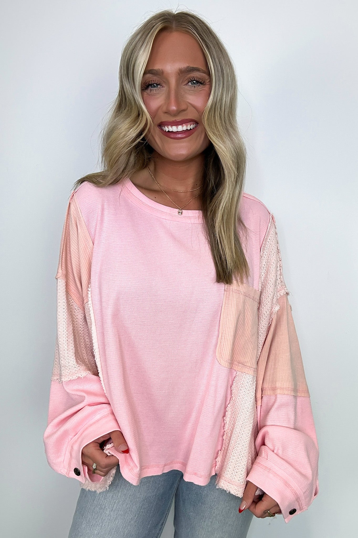 Cut and Sew Contrast Pocket Top - FINAL SALE - Madison and Mallory