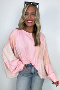 Blush / S Cut and Sew Contrast Pocket Top - FINAL SALE - Madison and Mallory