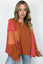 Cut and Sew Contrast Pocket Top - FINAL SALE - Madison and Mallory