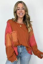 Cut and Sew Contrast Pocket Top - FINAL SALE - Madison and Mallory