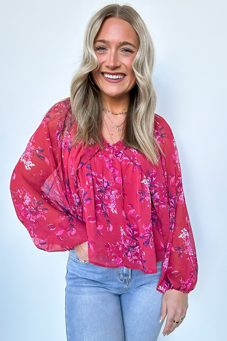  Cutest Blossom V-Neck Floral Top - Madison and Mallory