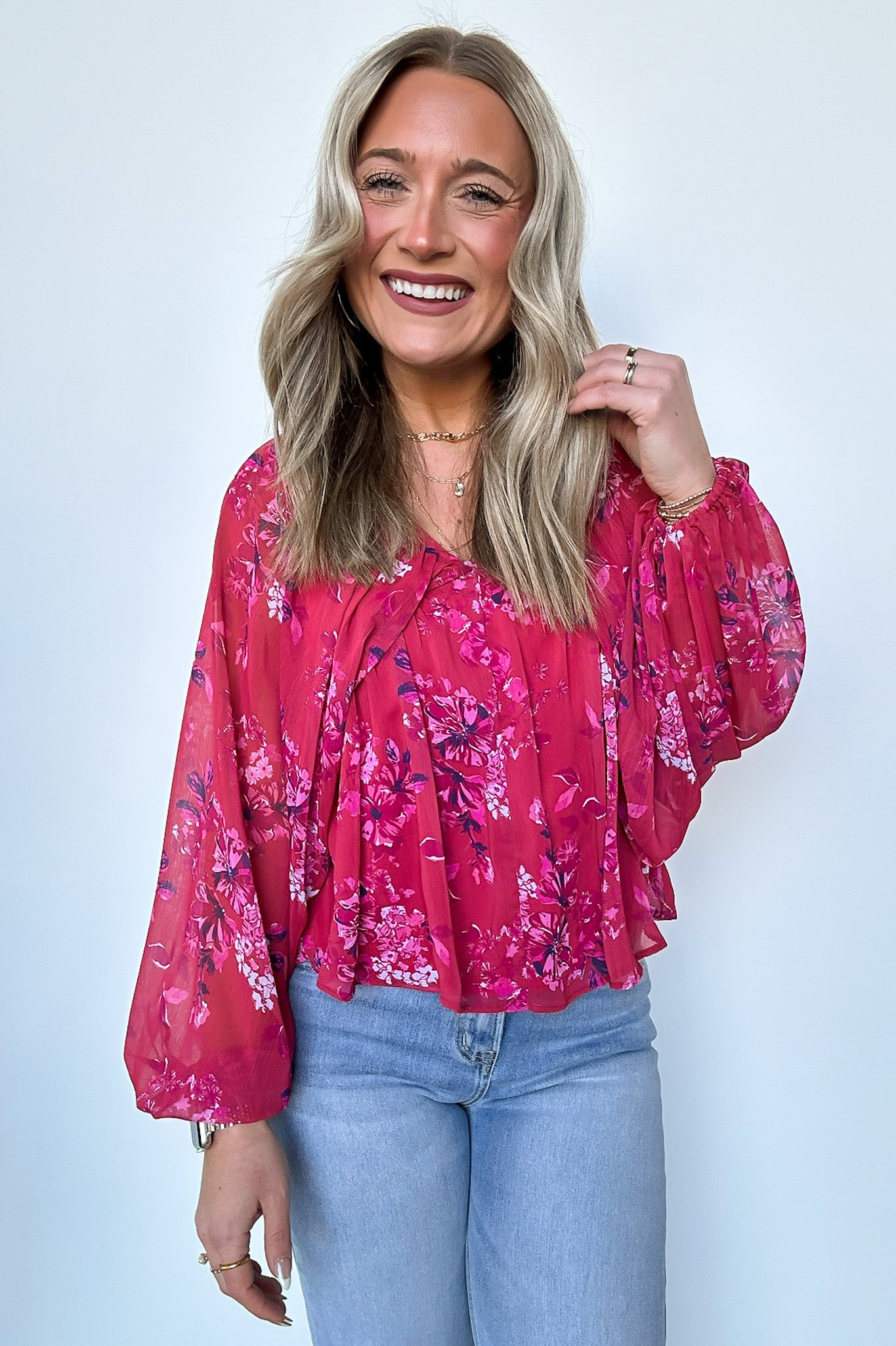  Cutest Blossom V-Neck Floral Top - Madison and Mallory