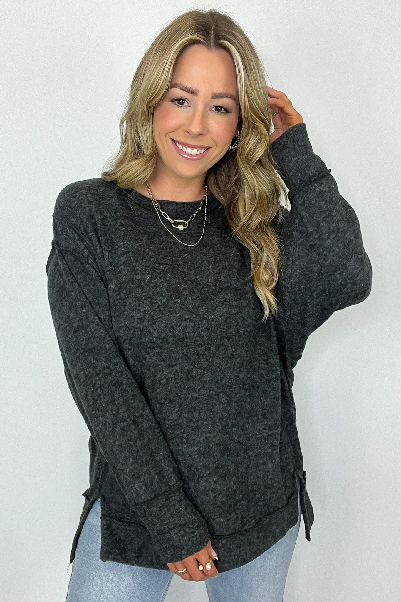  Cyndee Hacci Knit Oversized Pullover - BACK IN STOCK - Madison and Mallory