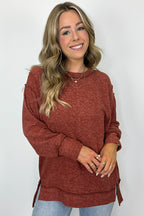 Dark Rust / SM Cyndee Hacci Knit Oversized Pullover - BACK IN STOCK - Madison and Mallory