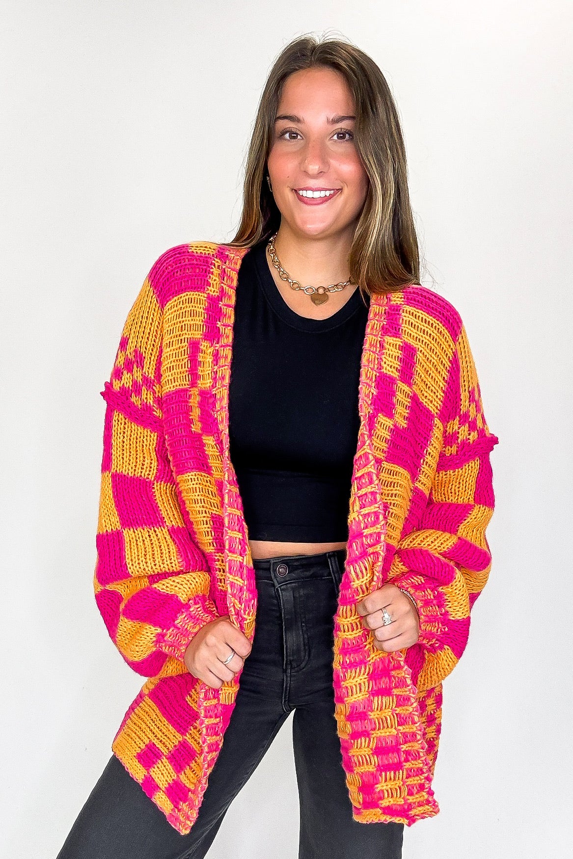 The Vibe Check Mixed Pattern Loose Fit Chunky Cardigan - Madison and Mallory