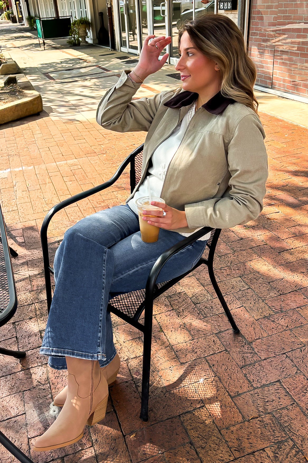 Highland Contrast Corduroy Collar Zip-Up Jacket - Madison and Mallory